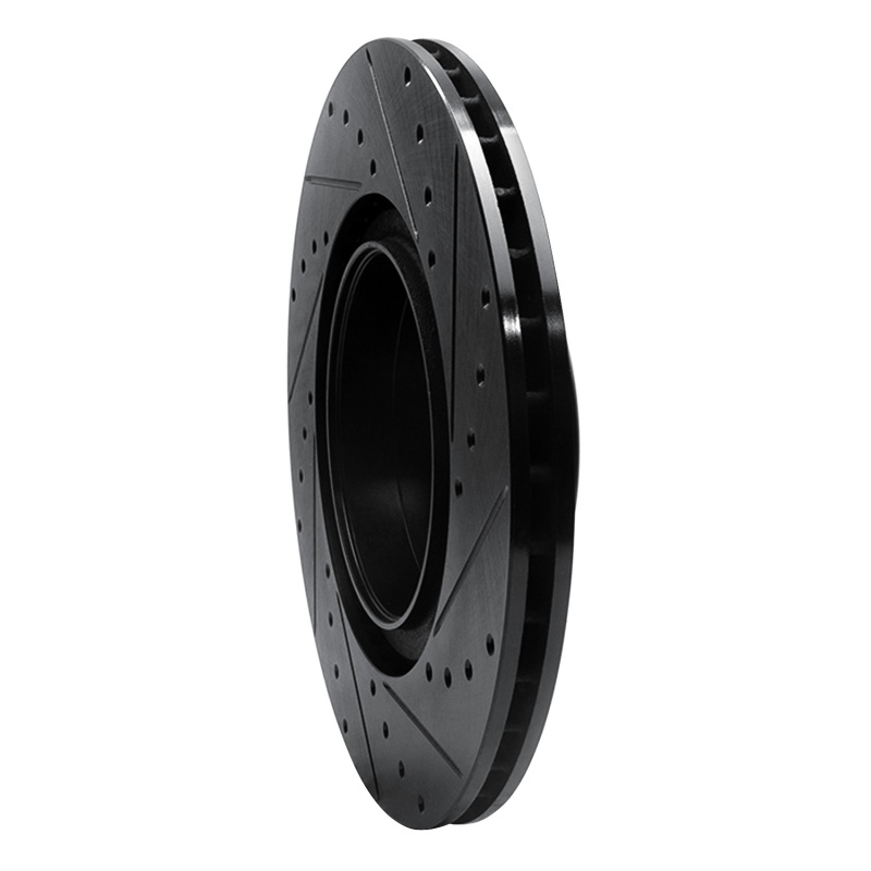 BMW M240I Brake Rotor (1) - Rear Left - R1 Concepts - Drilled & Slotted - Black - `12-`20